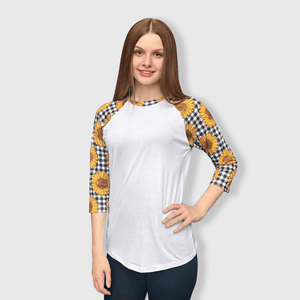 ILTEX Apparel Adult Clothing Sunflower Plaid White Polyester Top