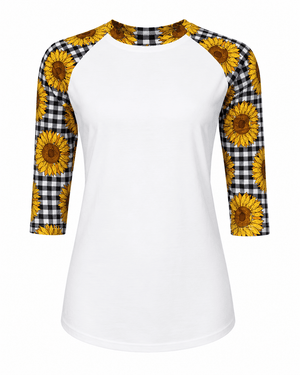 ILTEX Apparel Adult Clothing Sunflower Plaid White Polyester Top
