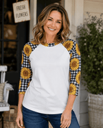 ILTEX Apparel Adult Clothing Sunflower Plaid White Polyester Top