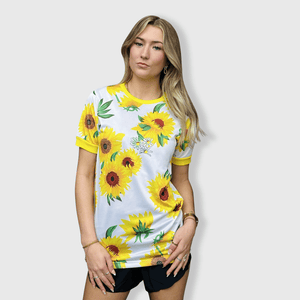 ILTEX Apparel Adult Clothing Sunflower White Short Sleeve Top