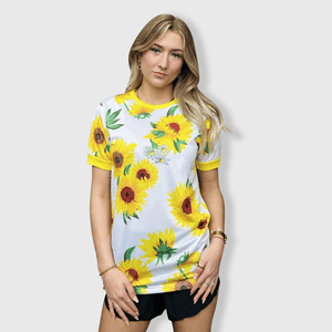ILTEX Apparel Adult Clothing Sunflower White Short Sleeve Top