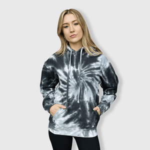 ILTEX Apparel Adult Clothing Tie Dye Black Spiral Heavyweight Hoodie