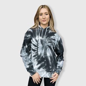 ILTEX Apparel Adult Clothing Tie Dye Black Spiral Heavyweight Hoodie