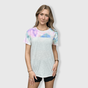 ILTEX Apparel Adult Clothing Tie Dye Pastel Gray Short Sleeve Top