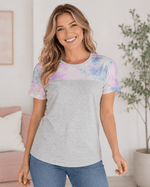 ILTEX Apparel Adult Clothing Tie Dye Pastel Gray Short Sleeve Top