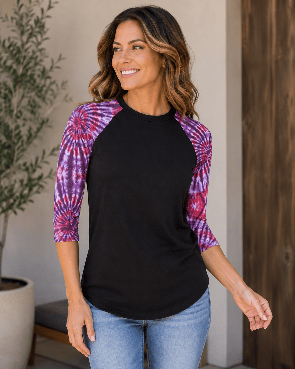 ILTEX Apparel Adult Clothing Tie Dye Purple Black Polyester Top