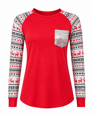 ILTEX Apparel Adult Clothing Ugly Sweater Red Sequin Top