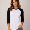 Baseball Polyester Raglan Tee - White Body - White/Black