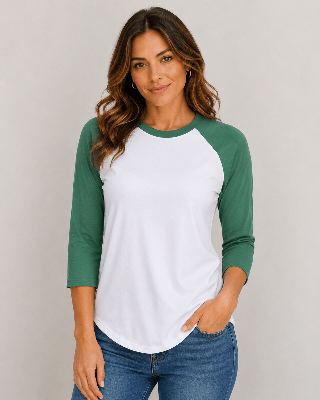 ILTEX Apparel Adult Clothing White/Kelly Green / Small Baseball Polyester Raglan Tee - White Body