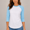 Baseball Polyester Raglan Tee - White Body - White/Light Blue