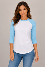 ILTEX Apparel Adult Clothing White/Light Blue / Small Baseball Polyester Raglan Tee - White Body