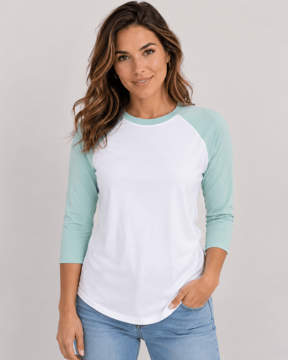 ILTEX Apparel Adult Clothing White/Mint / Small Baseball Polyester Raglan Tee - White Body