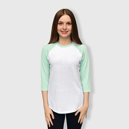 ILTEX Apparel Adult Clothing White/Mint / Small Baseball Polyester Raglan Tee - White Body