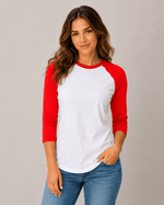 ILTEX Apparel Adult Clothing White/Red / Small Baseball Polyester Raglan Tee - White Body