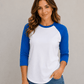 ILTEX Apparel Adult Clothing White/Royal Blue / Small Baseball Polyester Raglan Tee - White Body