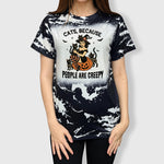 ILTEX Apparel Adult Clothing Witch & Cats Bleached Tee
