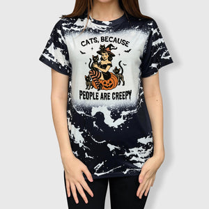 ILTEX Apparel Adult Clothing Witch & Cats Bleached Tee