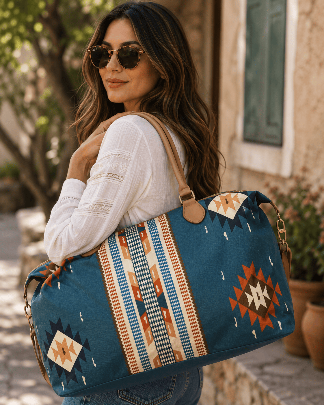 ILTEX Apparel Aztec Navy Weekender Bag