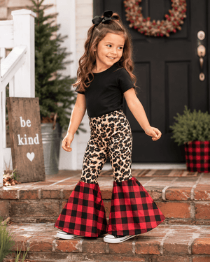 ILTEX Apparel Bell Bottom Cheetah Red Plaid Pants