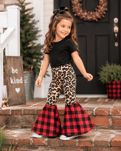 ILTEX Apparel Bell Bottom Cheetah Red Plaid Pants