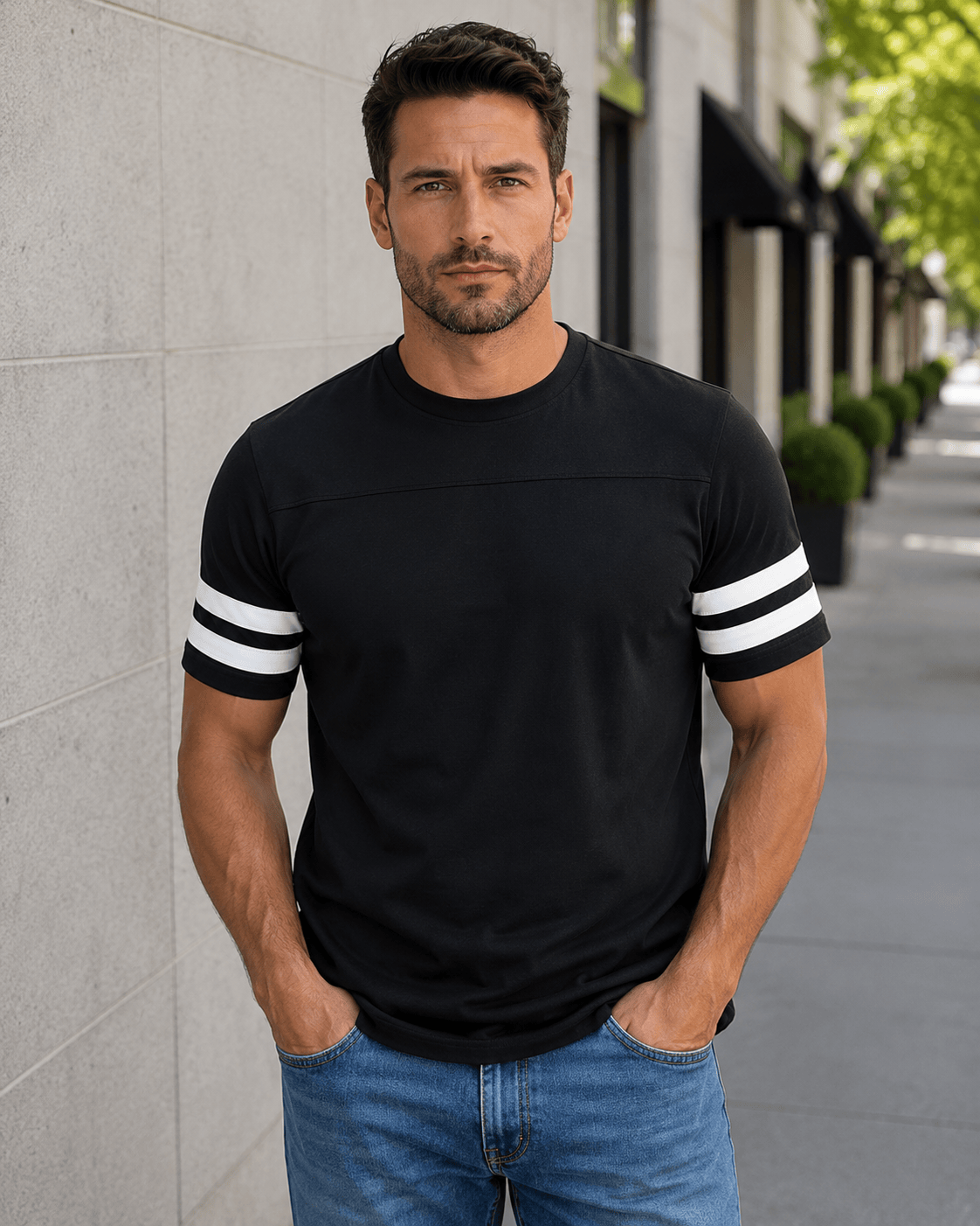 ILTEX Apparel Black / Small 2 Stripes Jersey T-Shirt