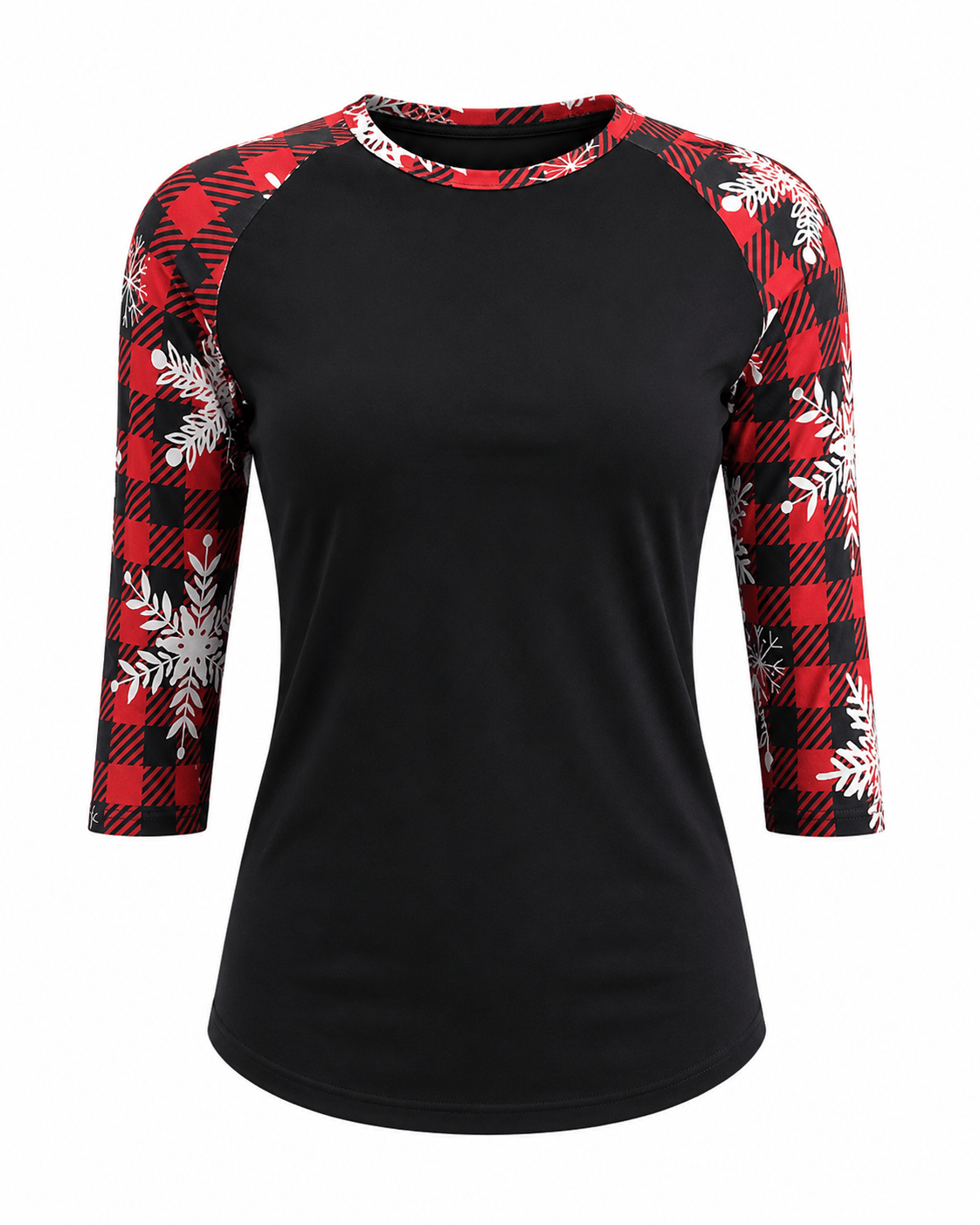 ILTEX Apparel Buffalo Black Red Plaid Snowflakes Top