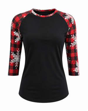 ILTEX Apparel Buffalo Black Red Plaid Snowflakes Top