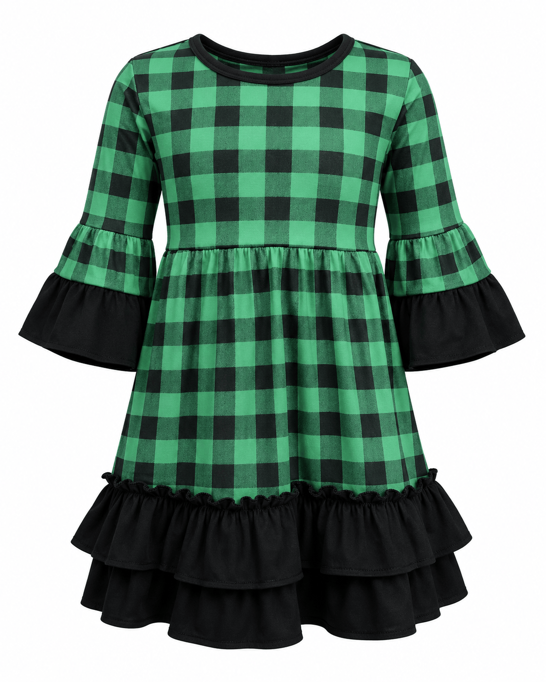 ILTEX Apparel Buffalo Plaid Green Dress Kids