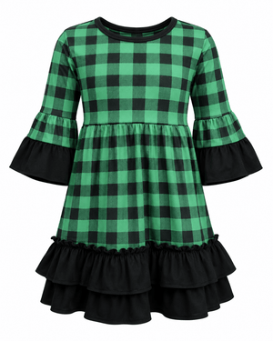 ILTEX Apparel Buffalo Plaid Green Dress Kids