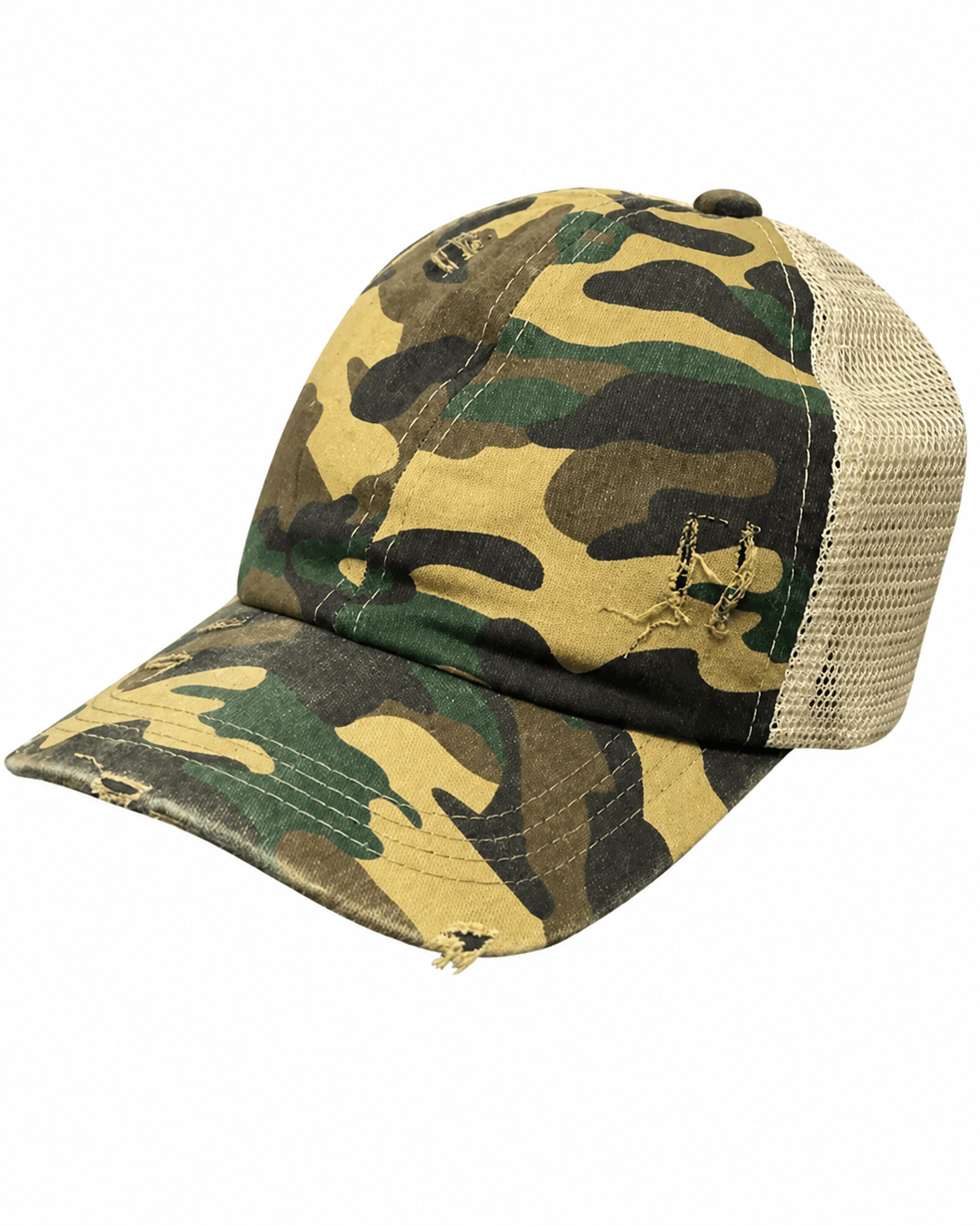 ILTEX Apparel Camo Green Torn Style Cap