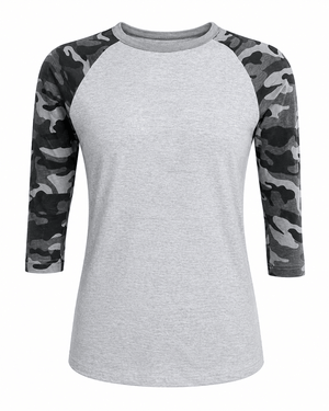 ILTEX Apparel Camouflage Raglan Camouflage Gray Black Camo Top