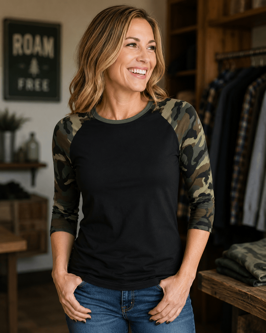 ILTEX Apparel Camouflage Raglan Camouflage Raglan Black/Camo