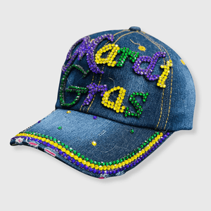 ILTEX Apparel Caps HT1001 - Mardi Gras Glittery Denim Hat