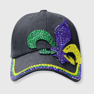 ILTEX Apparel Caps HT1002 - Mardi Gras Fleur De Lis Glittery Hat