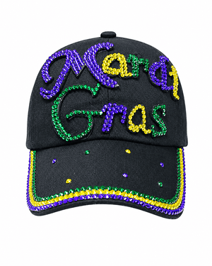 ILTEX Apparel Caps HT1006 - Mardi Gras Black Glittery Hat