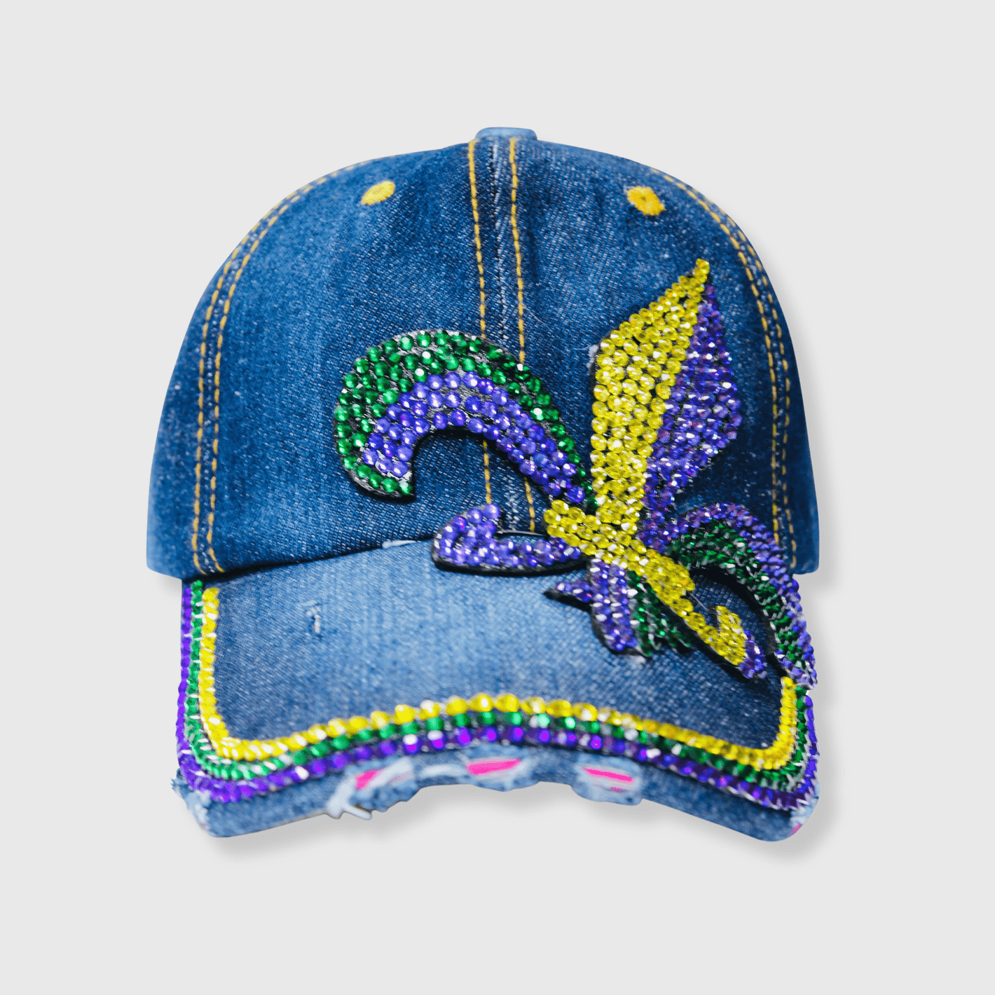 ILTEX Apparel Caps HT1007 - Mardi Gras Denim Fleur De Lis Hat