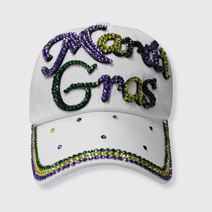 ILTEX Apparel Caps HT1008 - Mardi Gras White Glittery Hat