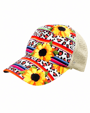 ILTEX Apparel Caps Serape Sunflower Cheetah Cap