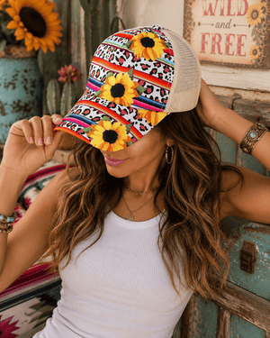 ILTEX Apparel Caps Serape Sunflower Cheetah Cap