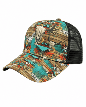 ILTEX Apparel Caps Steer Skull Cheetah Aztec Cap