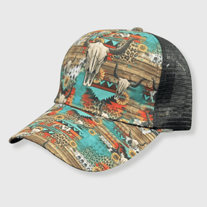 ILTEX Apparel Caps Steer Skull Cheetah Aztec Cap