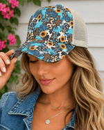 ILTEX Apparel Caps Turquoise Cross Printed Cap