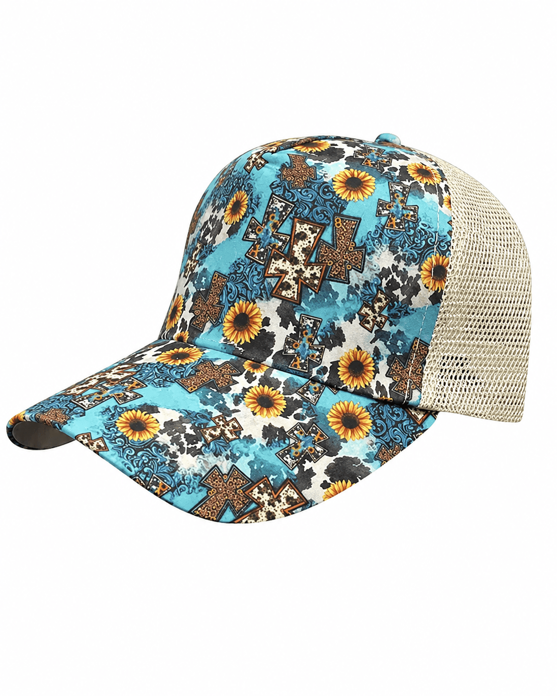 ILTEX Apparel Caps Turquoise Cross Printed Cap