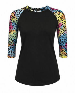 ILTEX Apparel Cheetah Colorful Black Top