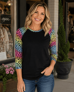 ILTEX Apparel Cheetah Colorful Black Top