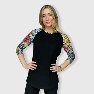 ILTEX Apparel Cheetah Colorful Black Top