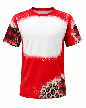 ILTEX Apparel Cheetah Plaid Red Faux Bleached Kids Top