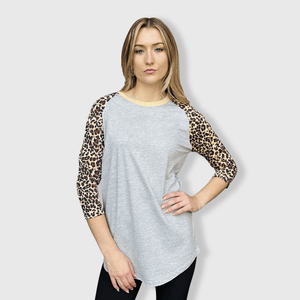 ILTEX Apparel Cheetah Raglan Gray/Cheetah Adult