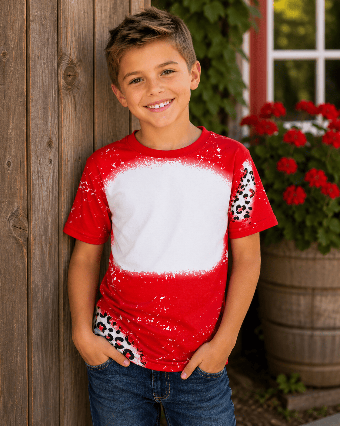 ILTEX Apparel Cheetah Red Faux Bleached Kids Top