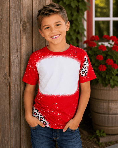ILTEX Apparel Cheetah Red Faux Bleached Kids Top